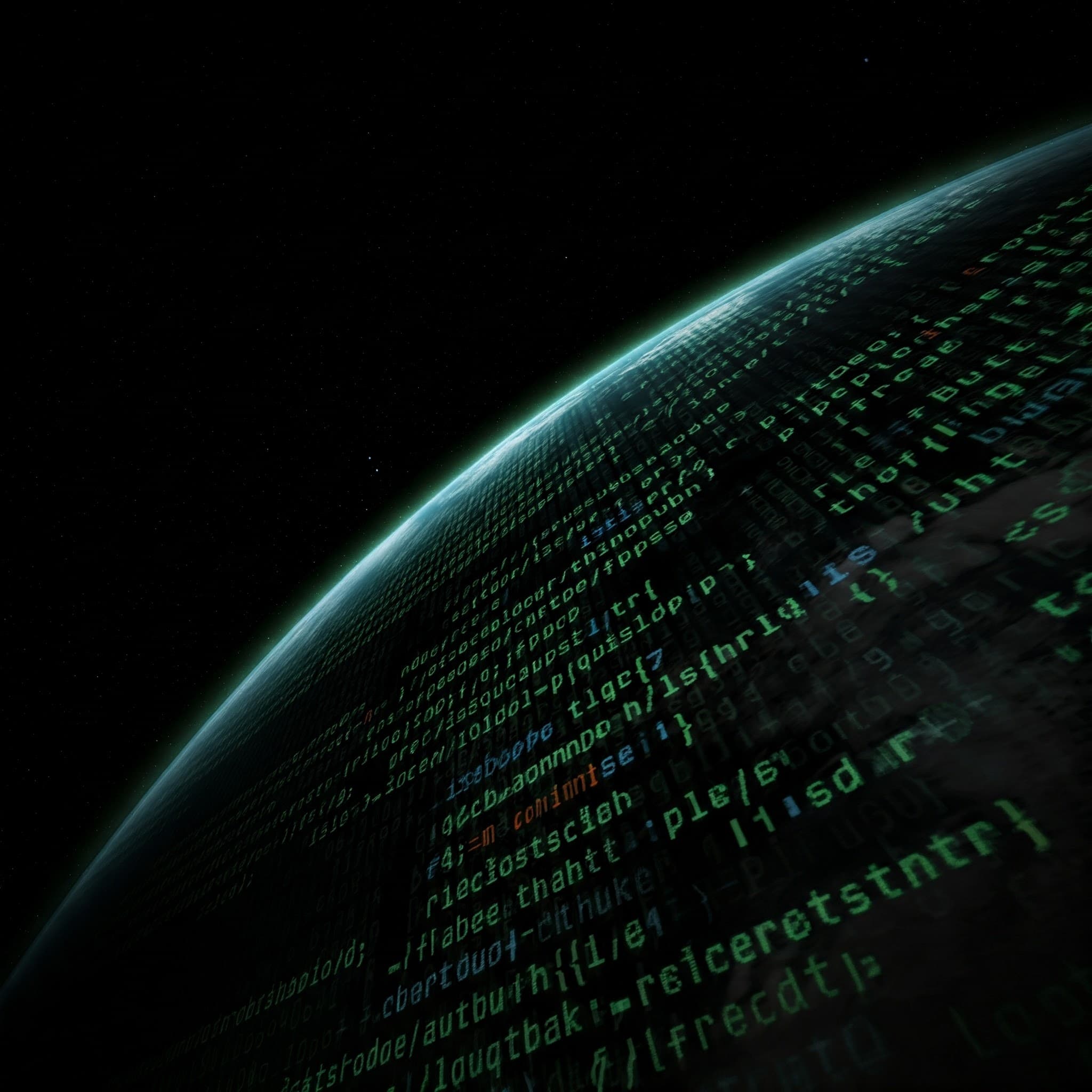 outer space image of earth built with code